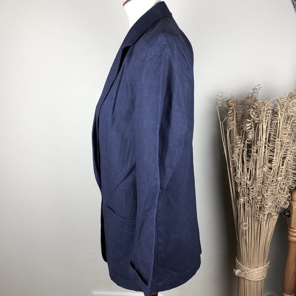 VINTAGE LINEN Blend Blazer Blue Size 10P - Picture 4 of 7